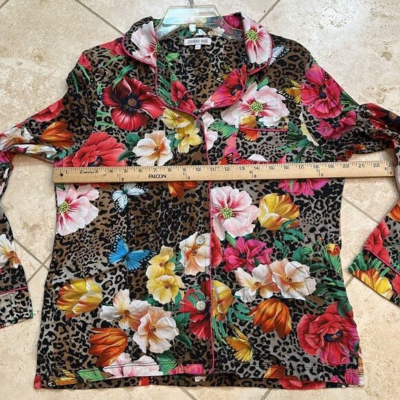 Johnny Was Sandra Animal Print Women S Long Sleeve pajama Shirt - Picture 4 of 8